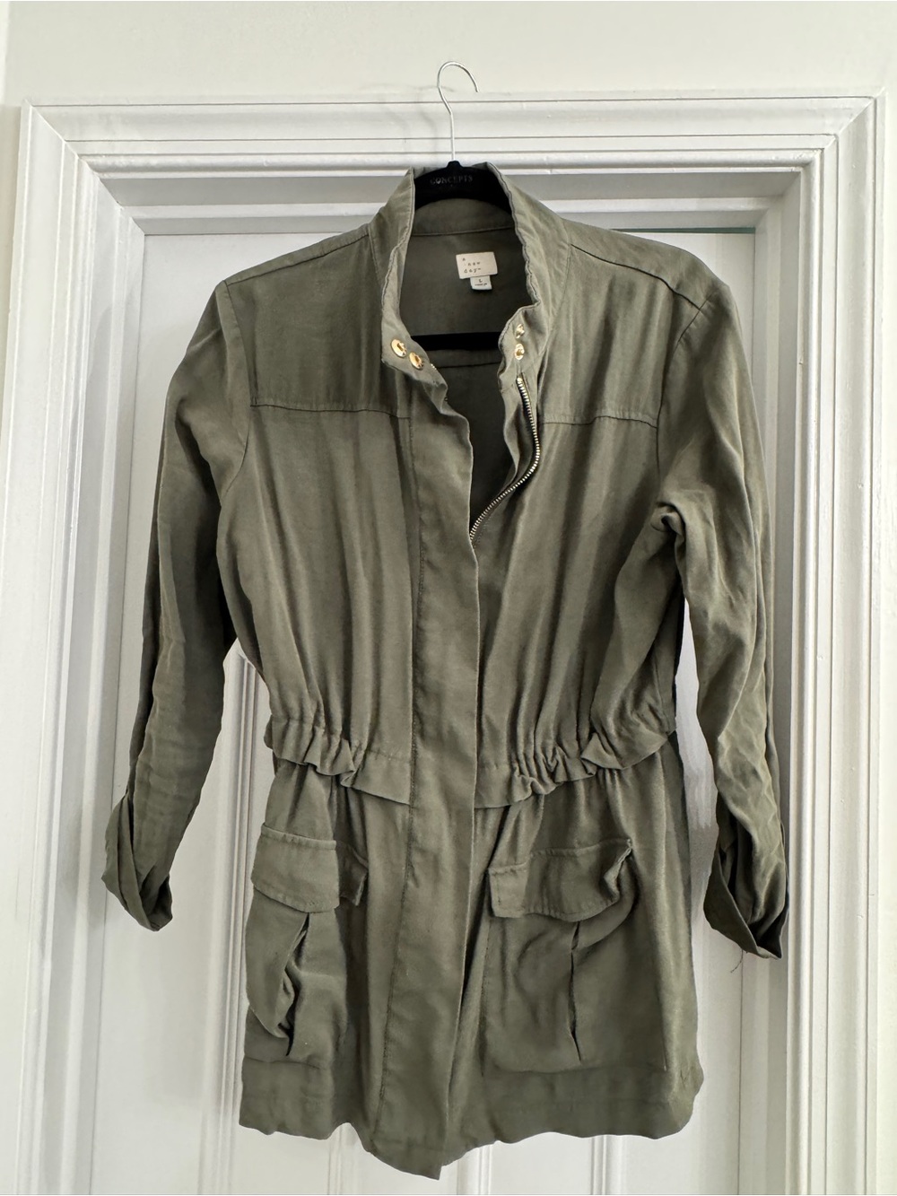 a new day Olive Green Utility Jacket with Drawstring Waist